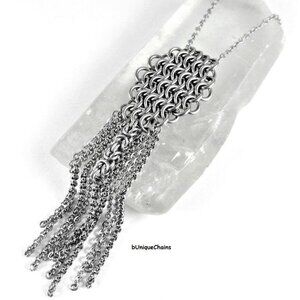 Chain Link Silver Pendant Necklace Steel Chainmail O Rings Jewelry Pendan